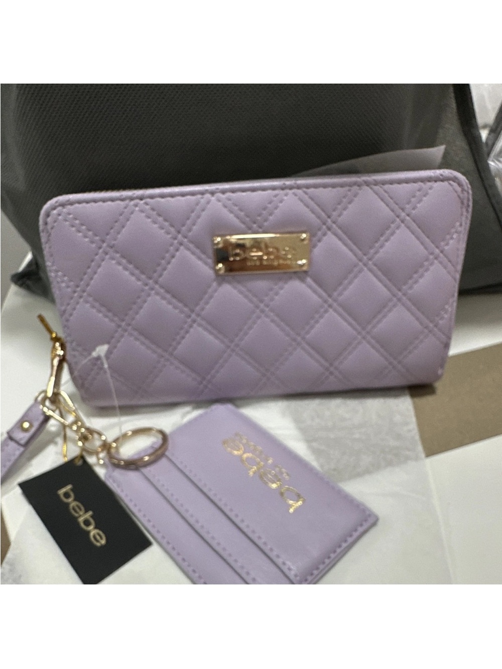 bebe Quilted Lilac Wallet with Matching Cardholder